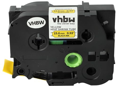 vhbw Schriftband-Kassette kompatibel mit Brother PT E500, E500VP, E550W, E550WVP Etiketten-Drucker Schwarz auf Gelb, Schrumpfschlauch-Kassette