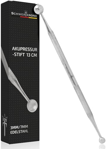 SCHWERTKRONE® Akupressurstift [PREMIUM ROSTFREIER EDELSTAHL] - Akupunkturstift Narbenstift - Narbenstick Akupressur Stift - Akupressur Akupunktur - Profi Stab (3/7 mm Akupunkturstäbchen)