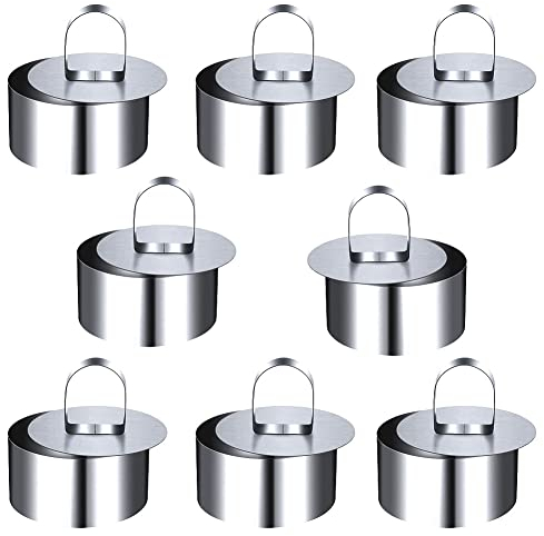 Backringe, 8 Stück Servierring, Dessertringe 8cm, Anrichteringe, Servierringe Edelstahl Set, Törtchen Formen Geeignet für Mousse Desserts Kuchen und Backen