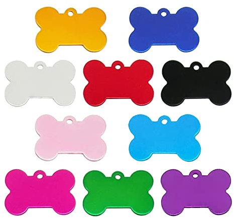 Gativs Hundemarken aus Aluminium - 30 Stück Personalisierte Knochen-Plakette für Hunde - Haustier-Erkennungsmarke in 10 Farben