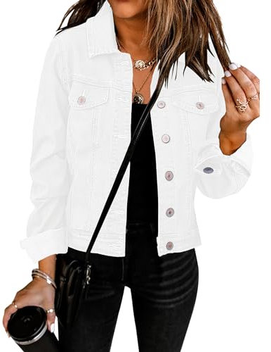 Vetinee White Jackets for Women Uk Womens Casual Spring Jackets White Size X-Large Fits UK Size 20 to UK Size 22