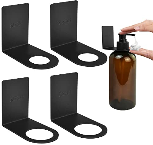 SIYINGSAERY 4 Stück Seifenspender Halter 28&33mm Seifenspender Halterung Wandhalterung Seifen Spender Halter Shampoo Halter Kleben Edelstahl Seifenspender Duschgel für Küche Bad