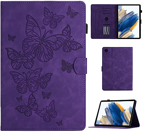 Casafuy Fodral för Samsung Galaxy Tab A8 2022/2021, PU-läder surfplattefodral med stativfunktion och automatisk sömn/väckning tablettskydd för Samsung Galaxy Tab A8 10,5 tum SM-X200/X205/X207, lila