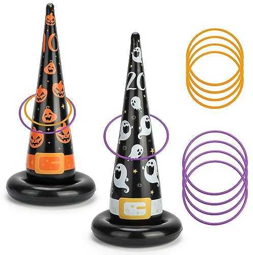 OOTSR Halloween Anillo Juegos Lanzamiento Conjuntos,Juego Lanzamiento Conos inflables PVC Blando,Juegos de jardín al Aire Libre, Juegos para Fiestas cumpleaños Infantiles,Regalo Halloween para niños