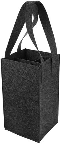 Kichvoe 4 Bottle Wine Carrier Bag with Divider Felt ，Wine Storage Tote Bag Reusable Grocery Storage Box with Handles for Travel Picnic, 6.29X5.90X11.02 Inches