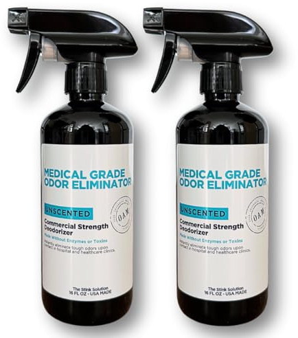 Medical & Commercial Grade Odor Eliminator for Cast Removal, Colostomy, Incontinence, Wound Smell, & Ostomy Odor in Hospitals & Clinics, Fragrance Free Unscented Odor Neutralizer Spray 2 16 oz Bottles