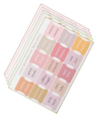 NUOBESTY 5blätter Boho-style Kleine Bibel-tabs Laminierte Aufkleber Buchregister Für Bibelstudium Klare Schrift Praktische Papieretiketten Dekorative Bibelaufkleber Für Einfaches