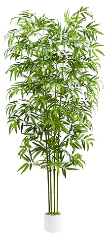 Artificial Bamboo Tree 6FT Tall Fake Plants Faux Silk Plant, Faux Bamboo Plant for Home Office Indoor Outdoor Decor Artificial Trees with Tall Planter