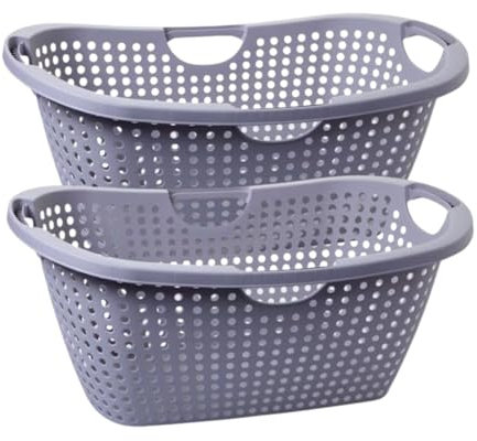 Wäschewanne 60x40x26 cm: Wäschekorb 2er Set Hellgrau – Deine Ordnungs-Revolution!