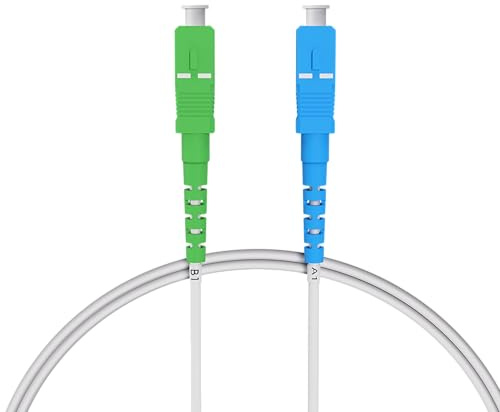 nexinex - 3m Câble Fibre Optique Blanc SC/APC vers SC/UPC | Compatible free, etc. | Simplex Monomode OS2 FTTH Câble Fibre Optique