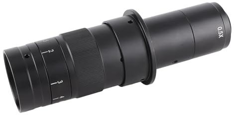 KIMISS Image Haute Définition Objectif Monoculaire Zoom 180X Objectif en Alliage à Monture C 25 Mm pour Caméra de Microscope Vidéo Industriel VGA USB de Microscope à Zoom élevé