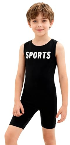 Miutii Pojkar gymnastikdräkt fleece gymnastikdräkt ärmlös balettdräkt Leotard Thermo Body Overall Sport Jumpsuit Vinterdräkt, svart, 122-128