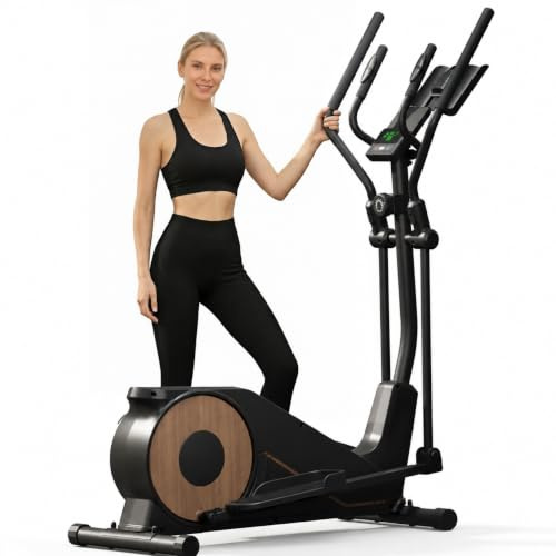 Bicicleta Elíptica para Casa, Elíptica Silenciosa Aeriflo M100 con Zancada de 42 cm,Bajo Impacto para Rodillas,16 Niveles de Resistencia, Volante 8 kg, hasta 150 kg, Bluetooth con App, Fitness en Casa