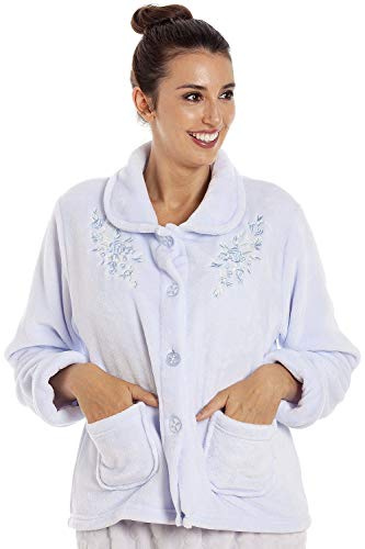 Camille Giacche da Letto di Lusso con Bottoni Morbidi da Donna 50-52 Blue Floral