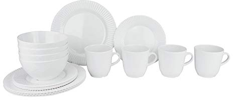 Gimex Campinggeschirr Royal Edelweiss Relief Melamin Geschirr-Set 16-TLG für 4 Personen Essgeschirr mit Antirutsch Ausrüstung