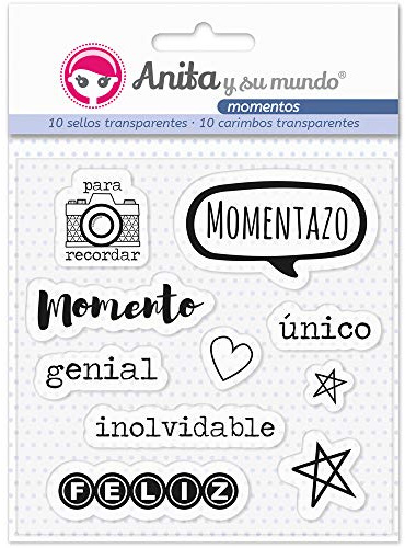 Anita y su mundo - Pack de 10 Sellos de Silicona para Scrapbooking, Español, Colección Momentos
