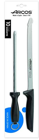 BRICOMIRAS Set DE CHAIRA Y Cuchillo JAMONERO, Ideal para Cortar JAMÓN Serrano E IBÉRICO, JAMÓN DULCEFABRICADOS EN Acero Inoxidable