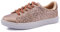 Feversole Women's Featured PU Leather Lace-Up Sneaker,Baskets à Lacets en Cuir PU pour Femme Plaine Or Rose BrillantTaille 38
