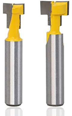Mesee 2 Stücke 8mm Schaft T Nutfräser Set, Fräser Schaft Cutter Router Bit, T-Slot Holzschneider Fräsen, T Stoßen Fräser Werkzeuge für Professionelle Holzbearbeitung Schneidewerkzeuge - Gelb