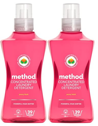 Method Concentrated Laundry Detergent, Washing Liquid Fresh Peony Blush Scent, 2 x 39 Washes,​ 2 x 1.56L