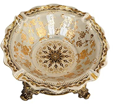 Cendriers Assiette à fruits en céramique for cendrier, cendrier à cigarettes de style courtois avec socle en alliage, porte-cendres for fumeurs Aspirateur de Fumée