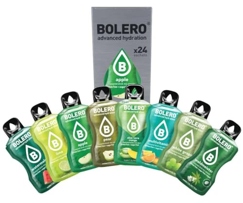 Bolero GREEN FUSION MIX 24x9g | Poudre à boisson sans sucre, édulcorée avec de la Stevia + Vitamine C | Convient aux enfants, sportifs et diabétiques