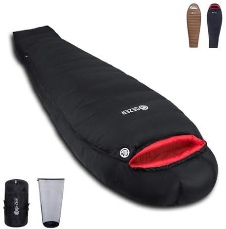 QEZER 0 Degree Down Sleeping Bag for Adults with 650 Fill Power for 27℉-0℉ Cold Weather Lightweight Sleeping Bag