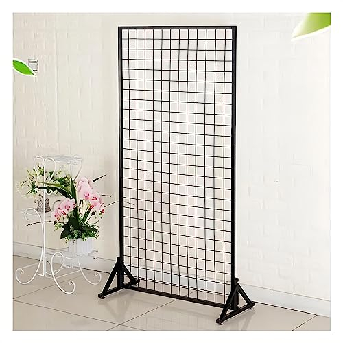 pujindu Zwei-Doppel-Gitterwand-Paneele Turm, Drahtgitterwand Mit Rad, Kunstausstellungsständer Retail Display Ständer, Trennwand Gittermatten Für Einzelhandel Und Handwerksmesse (Farbe : Schwarz, Gr