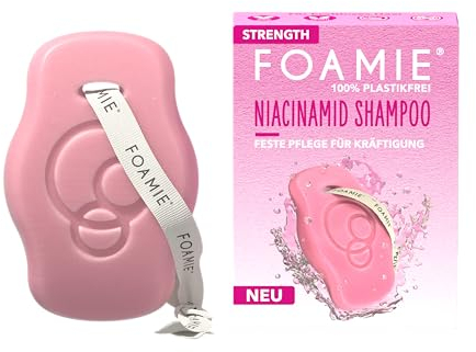 Foamie Shampoo Solido Strength con Niacinamide – Per Capelli Fini & Sottili – Volume & Protezione Intensa – Estratti di Riso & Niacina – 100% Vegano & Senza Plastica, 80 g