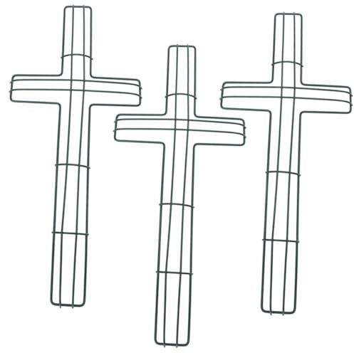 DECHOUS 3 Piezas Marco De Arreglos Funerarias Marco De De Cruz De Alambre De Bricolaje Marco De Religiosa Wreath Frame Base Puerta Principal Planchar