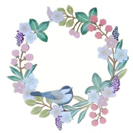 Super Idee Türkranz Metallring Frühling Sommer Türdeko Türschmuck Fensterdeko Zeitloser Metallkranz mit feinen Metallblumen Vögeln Blätter für Drinnen und Draußen Garten Wanddeko (warme Farben)