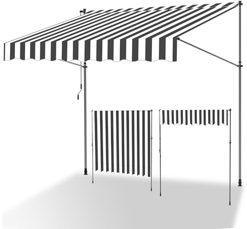 ISOISL - Tenda da sole a morsetto, 250 cm di larghezza, tenda da balcone con manovella, resistente ai raggi UV, altezza regolabile, tenda da balcone con protezione solare e impermeabile, senza bisogno