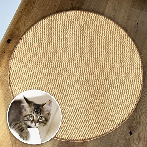 KARAT Katzen Kratzmatte rund 50cm Ø aus Natur Sisal Kratzteppich Kratzmöglichkeiten für Katzen Kratzmöbel für Wand oder Boden - robust & waschbar, Natur