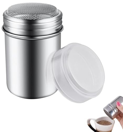 Icing Sugar Shaker, Flour Shaker with Lid, Cocoa Flour Chocolate Coffee Sifter Sprinkler Dredgers, Practical Kitchen Supplies Chocolate Shaker, Used for Powder Screening ﻿