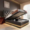 Ymkua Polsterbett 90x200 Einzelbett, Stauraumbett mit LED-Funktion, Bett mit Kopfteil und Lattenrost, Jugendbett mit USB Typ-C Ladefunktion Hydraulisch Bett, Bettgestell, Schwarz Ohne Matratze
