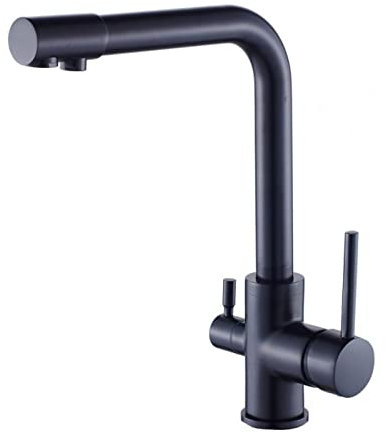 FGDIUCVN Spültischarmaturen, Küchenarmaturen, 3-Wege-Messing, direktes Trinkwasser, heißes und kaltes Wasser, schwenkbar, Multifunktions-Wasserreiniger-Wasserhahn, Schwarz (Farbe: Antik)