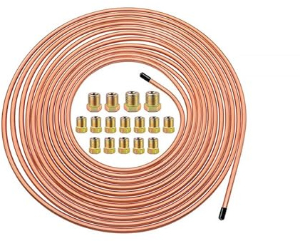 GIONAR 7,62 m bromsledning 3/16 tum set, Ø 4,75 mm koppar nickel koppar, bil ersättning bromsrör skruvanslutningar, anslutningsutskjutning DIN koppar kopparpläterad stål sortiment för flänsar