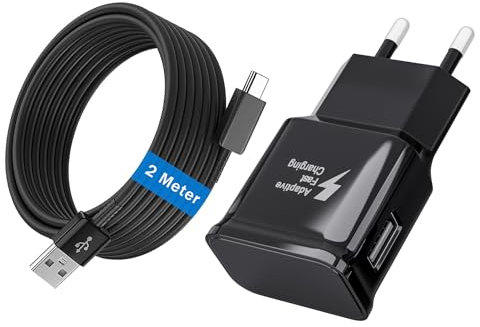 15W Cargador Carga Rápida USB Tipo C para Samsung Galaxy S8 S8 Plus S9 S10 5g S10 S10e, A55 A53 A52 A40 A36 A35 A34 A25 A22 A16 A15 A14 A13 A06 A05s A04s, Note 9, M55 M33 M23 M15 M12 con Cable 2M