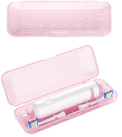 Estuche rosa para cepillos de dientes, cepillo de dientes eléctrico, material ABS, portátil y higiénico, protección contra el polvo