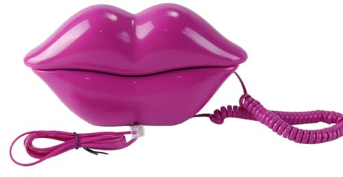 Tiardey Teléfono con cable en forma de labios, color rosa, para casa, oficina, tiendas, decoración artística, regalo novedoso.
