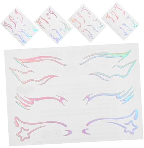 Hohopeti 5 fogli Adesivi Eyeliner Temporanei Olografici Impermeabili per Occhi per Donne per Festival Musicali e Feste Facili da Applicare per Trucco Viso Effetto Realistico