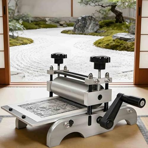 LSBHPPD Manual Printmaking Etching Machine Steel Letterpress Gravure Tool with Metal Roller for Wood and Copper Prints Press Features 11.8 L x 6.9 W (17x30cm) Printing Size for Detailed Work