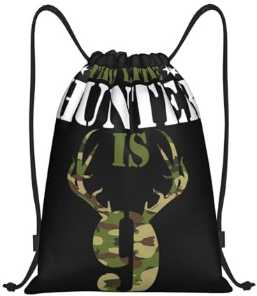 This Little Huntinger Is Camo Deer Sackpack vikbar dragsko Pe väskor skrapa gym sträng väska för män klättring kvinnor 39 x 46 cm