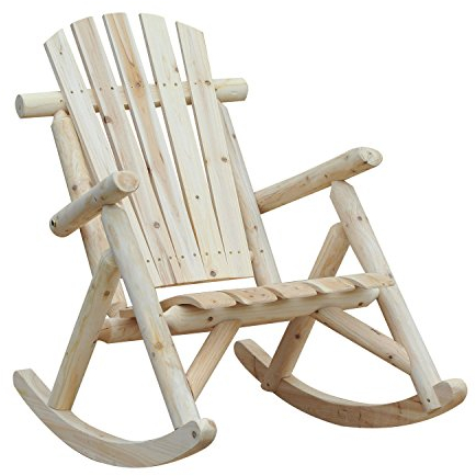 Outsunny Schaukelstuhl Schwingsessel Schaukel Gartenstuhl Relaxstuhl Tannenholz Natur