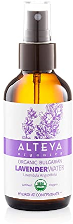 Alteya Bio Lavendelwasser Spray in Glasflasche 120ml - 100% USDA Bio-zertifiziert Authentisch Rein natürlich Blütenwasser, Direktverkauf vom Lavendelanbauer Alteya Organics
