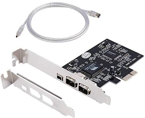 QNINE Firewire Karte, PCIe Firewire Adapter für Windows 10, 3 Anschlüsse IEEE 1394 PCI Express Controller Karte für Desktop PC Windows 7 (Nicht kompatibel mit HP und Dell)