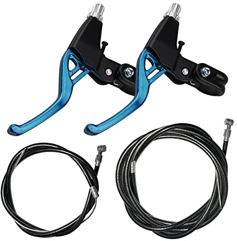 Lomodo 4 Pieces Bicycle Brake Accessories Including 2 Pack V-Brake Handlebar Aluminium Alloy Brake Levers (2.2 cm in Diameter) and 2 Pack Brake Wire for Mountain/Road/MTB Bike (Blue)
