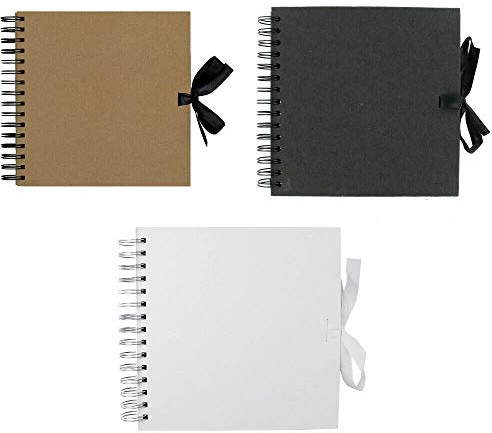 Scrapbook Kraft Paper Book, Photo Album Craft DIY Art & Craft 40 Page 8 inch by 8 inch 200gsm (Black)