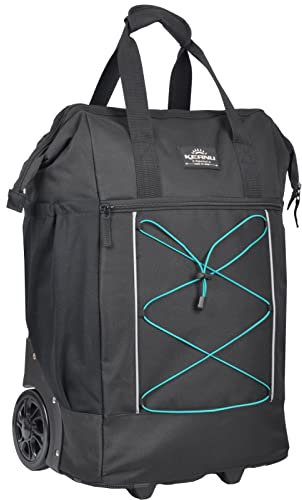 KEANU Einkaufstrolley Shopper XL Damen Herren Tasche Einkaufsroller Korb Handgepäck Flugreise Bahnreise Sauna - 40 Liter Grosse Räder - Farbauswahl (Black Turquoise Tension)