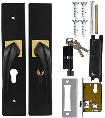 Kit De Serrure Porte, Poignée Long Porte Set Aluminium Poignee Durable Verrou Levier Avant Arrière Sécurité Domicile Avec Clés Pour Chambre Enfants Adultes Maison Hôtel Burea Intérieur Extérieur Noir